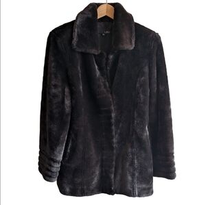Utex faux fur coat jacket chocolate brown sz M